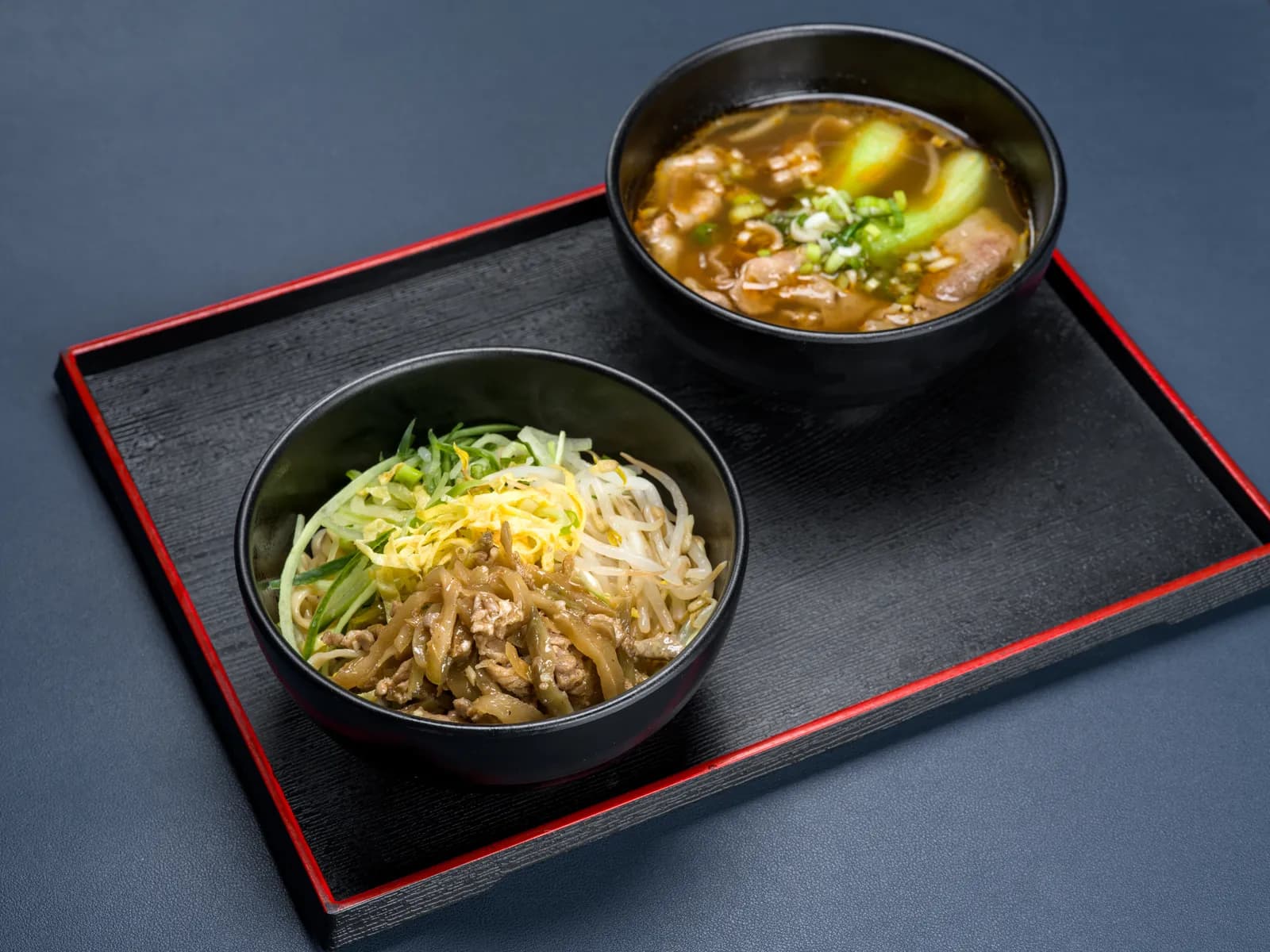 榨菜肉絲乾拌麵 + 肥牛片牛肉湯